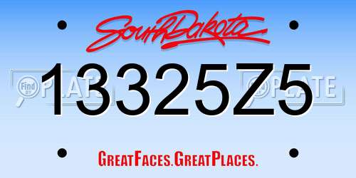 13325Z5 South Dakota License Plate