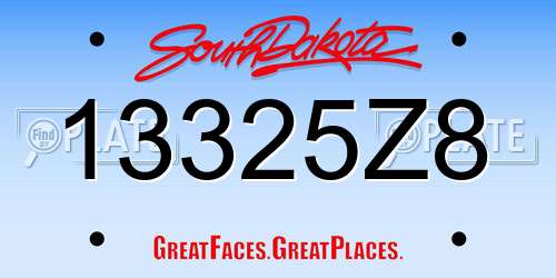 13325Z8 South Dakota License Plate