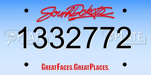 1332772 South Dakota License Plate
