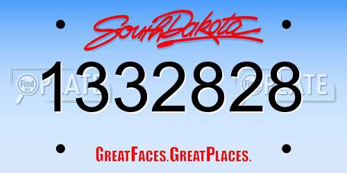 1332828 South Dakota License Plate