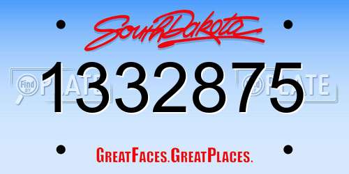 1332875 South Dakota License Plate
