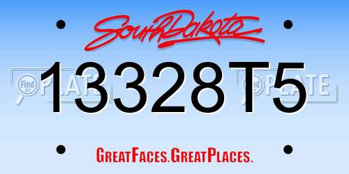 13328T5 South Dakota License Plate