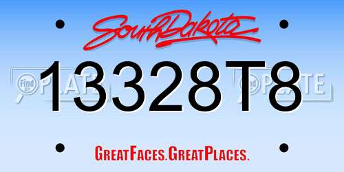 13328T8 South Dakota License Plate