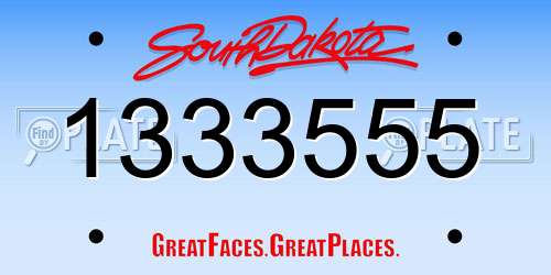 1333555 South Dakota License Plate
