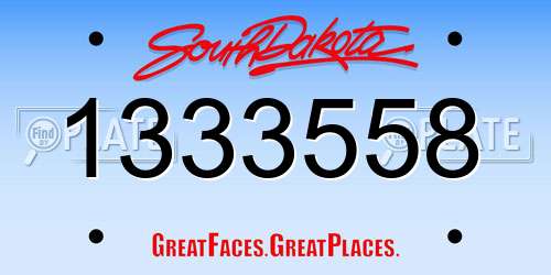 1333558 South Dakota License Plate