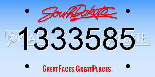 1333585 South Dakota License Plate