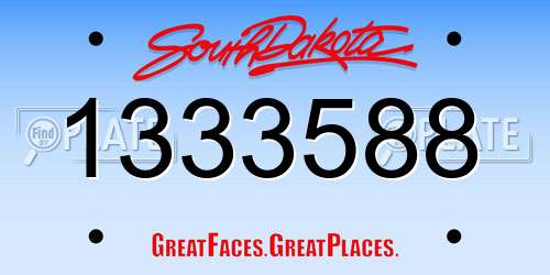 1333588 South Dakota License Plate