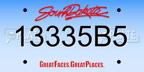 13335B5 South Dakota License Plate
