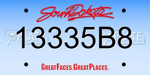 13335B8 South Dakota License Plate