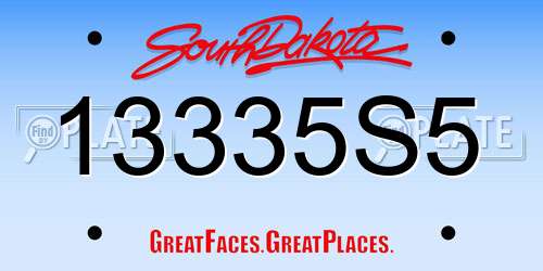 13335S5 South Dakota License Plate