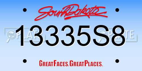 13335S8 South Dakota License Plate