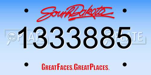 1333885 South Dakota License Plate