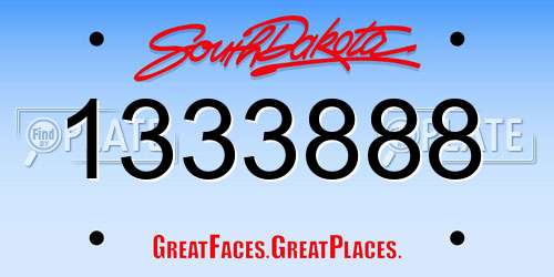 1333888 South Dakota License Plate