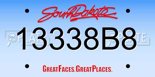 13338B8 South Dakota License Plate