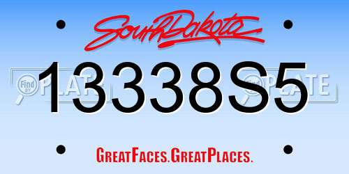 13338S5 South Dakota License Plate