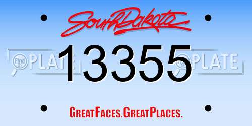 13355 South Dakota License Plate