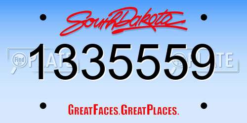 1335559 South Dakota License Plate