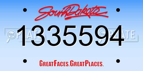 1335594 South Dakota License Plate