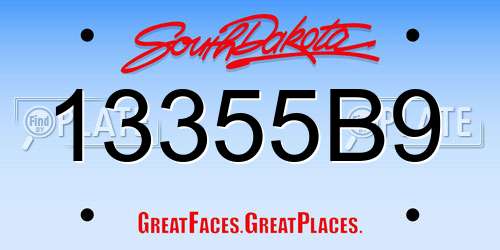 13355B9 South Dakota License Plate