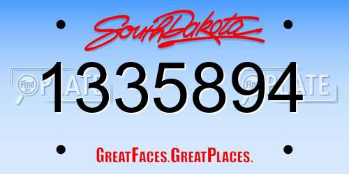 1335894 South Dakota License Plate