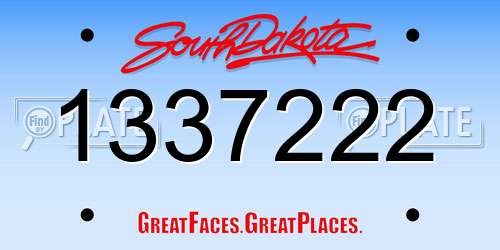 1337222 South Dakota License Plate