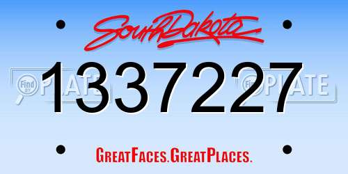 1337227 South Dakota License Plate