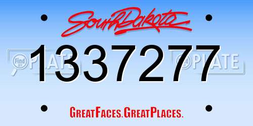 1337277 South Dakota License Plate