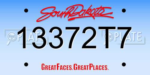 13372T7 South Dakota License Plate