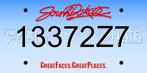13372Z7 South Dakota License Plate