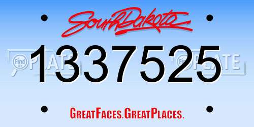 1337525 South Dakota License Plate