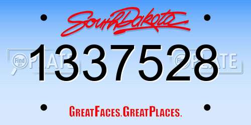 1337528 South Dakota License Plate