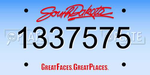 1337575 South Dakota License Plate