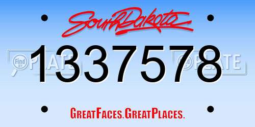 1337578 South Dakota License Plate