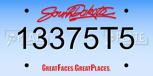 13375T5 South Dakota License Plate