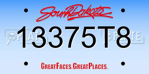 13375T8 South Dakota License Plate