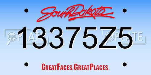 13375Z5 South Dakota License Plate
