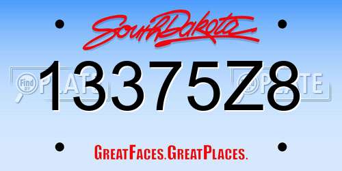 13375Z8 South Dakota License Plate