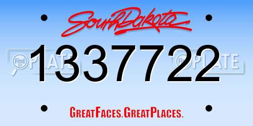 1337722 South Dakota License Plate
