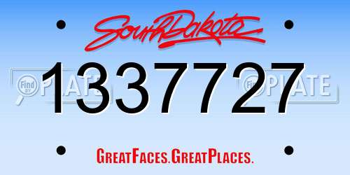 1337727 South Dakota License Plate