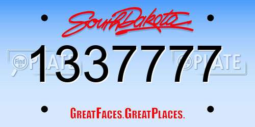 1337777 South Dakota License Plate