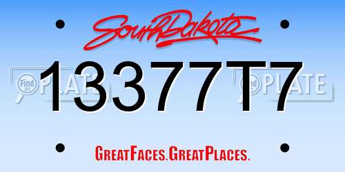 13377T7 South Dakota License Plate