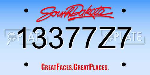 13377Z7 South Dakota License Plate