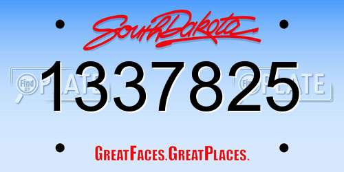 1337825 South Dakota License Plate