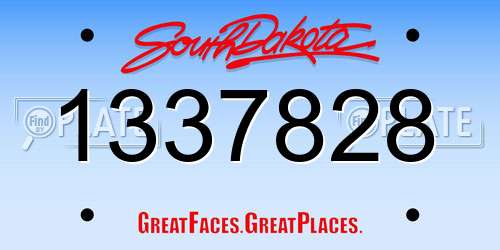 1337828 South Dakota License Plate
