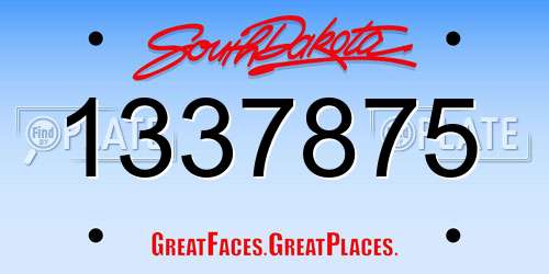 1337875 South Dakota License Plate