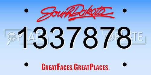 1337878 South Dakota License Plate