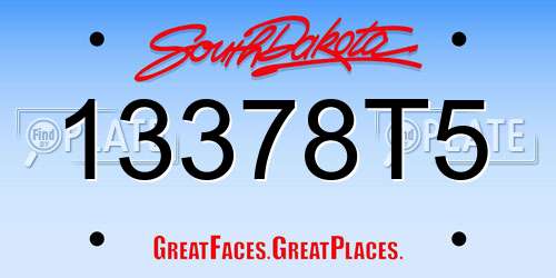 13378T5 South Dakota License Plate