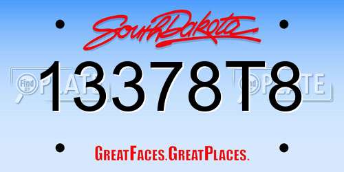 13378T8 South Dakota License Plate