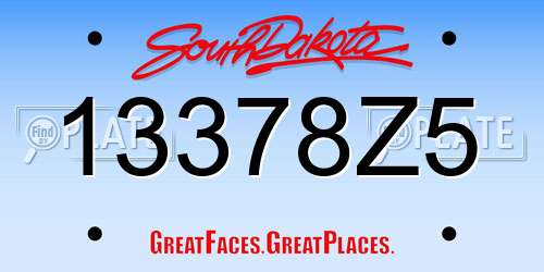 13378Z5 South Dakota License Plate