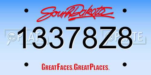 13378Z8 South Dakota License Plate